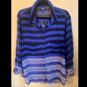 Striped Button Down Sheer Blouse by old Navy